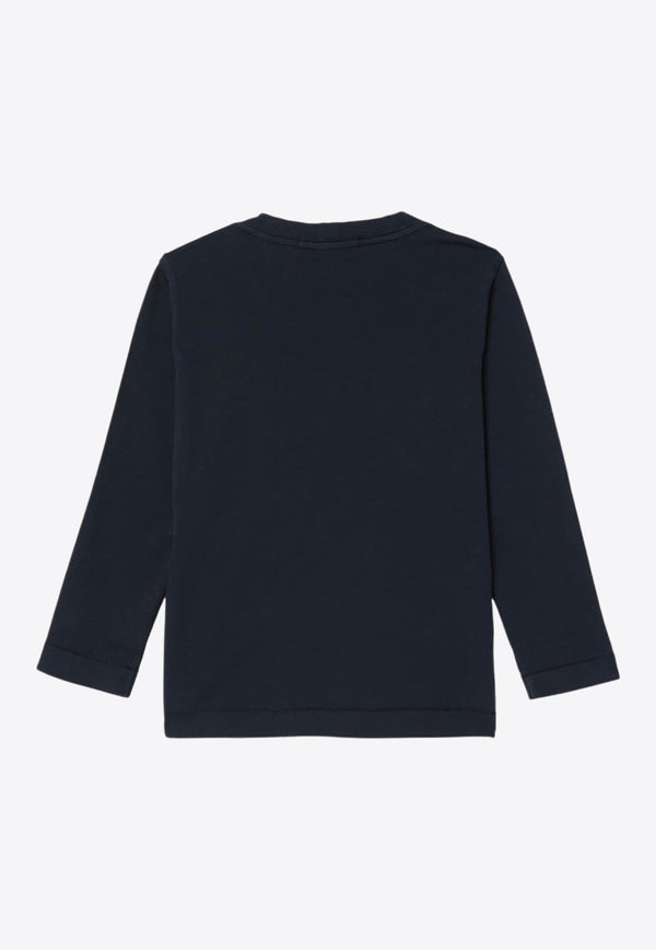 Stone Island Junior Boys Logo Patch Long-Sleeved T-shirt Navy 811620447/P_STONE-V0020