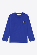 Stone Island Junior Boys Logo Patch Long-Sleeved T-shirt Blue 811620447/P_STONE-V0022