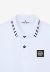 Stone Island Junior Boys Logo Patch Polo T-shirt White 811621348WHITE