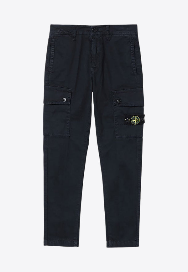 Stone Island Junior Boys Compass Patch Cargo Pants Navy 8116301-B15/P_STONE-V0120