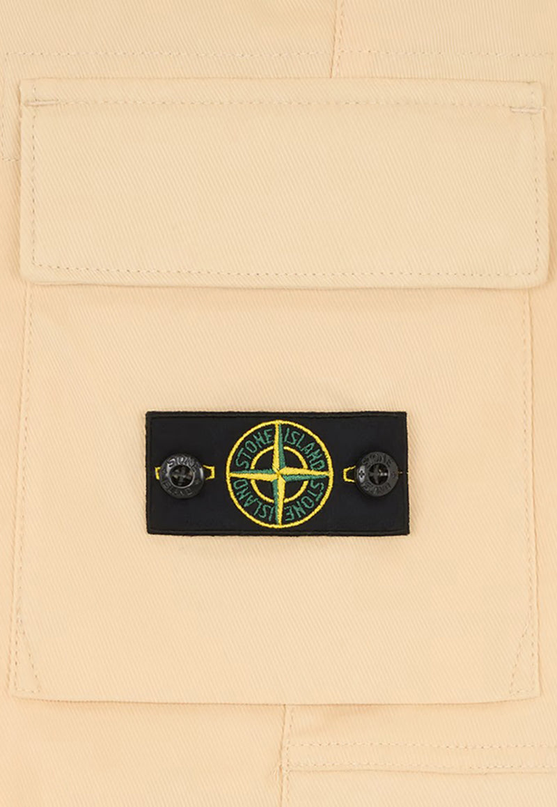 Stone Island Junior Boys Logo Patch Tapered Cargo Pants Beige 811630714BEIGE