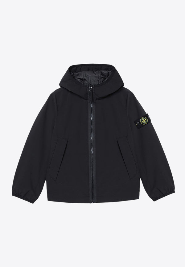 Stone Island Junior Boys Compass Patch Windbreaker Jacket Black 8116405-B27/P_STONE-V0029