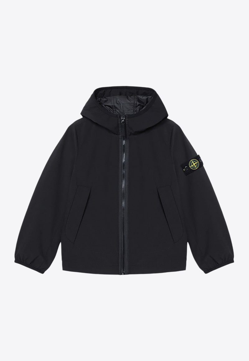 Stone Island Junior Boys Compass Patch Windbreaker Jacket Black 811640527/P_STONE-V0029