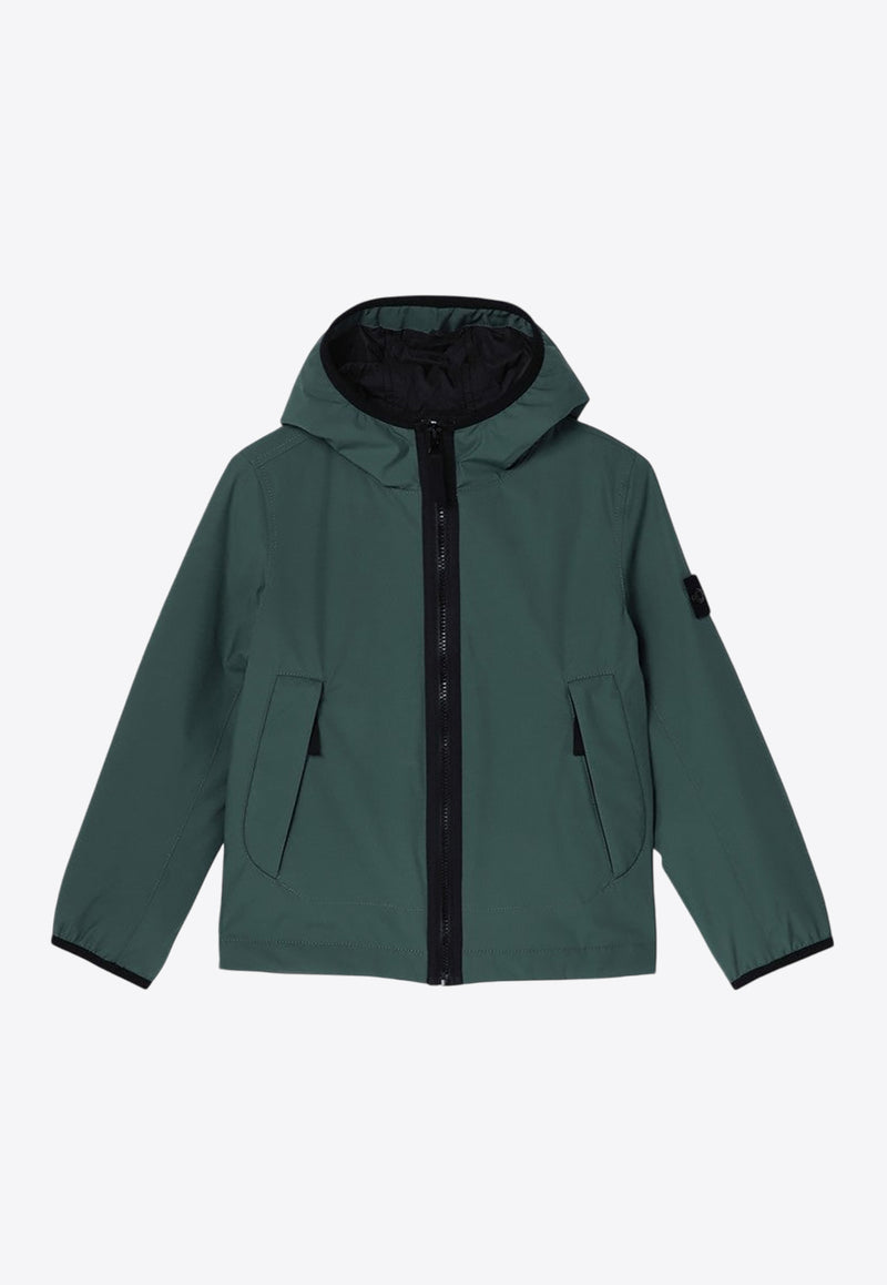 Stone Island Junior Boys Logo Patch Windbreaker Jacket Green 811640527/P_STONE-V0055