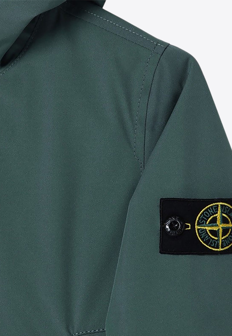 Stone Island Junior Boys Logo Patch Windbreaker Jacket Green 811640527/P_STONE-V0055