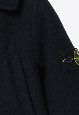 Stone Island Junior Boys Double-Breasted Wool Blend Coat Blue 8116410-B36/P_STONE-V0M20