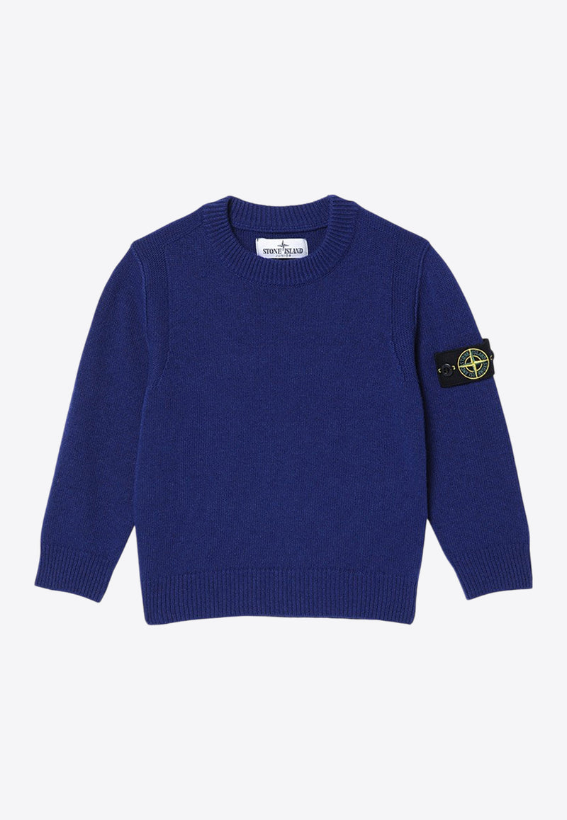 Stone Island Junior Boys Compass Patch Wool Sweater Blue 8116502-BZ1/P_STONE-V0022