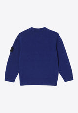 Stone Island Junior Boys Compass Patch Wool Sweater Blue 8116502-BZ1/P_STONE-V0022