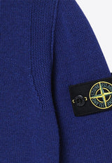 Stone Island Junior Boys Compass Patch Wool Sweater Blue 8116502-BZ1/P_STONE-V0022