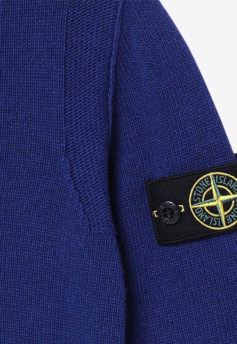 Stone Island Junior Boys Compass Patch Wool Sweater Blue 8116502-BZ1/P_STONE-V0022