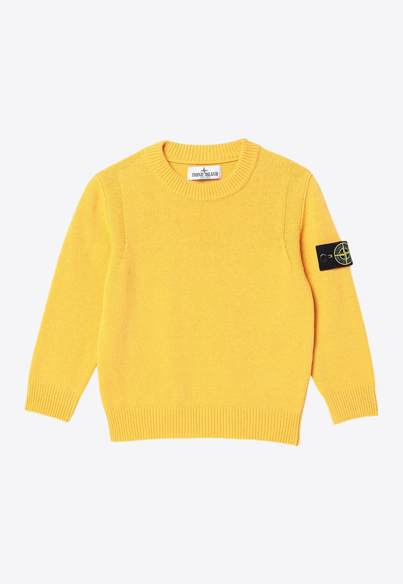 Stone Island Junior Boys Compass Patch Wool Sweater Yellow 8116502-BZ1/P_STONE-V0030