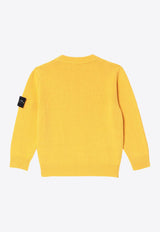 Stone Island Junior Boys Compass Patch Wool Sweater Yellow 8116502-BZ1/P_STONE-V0030