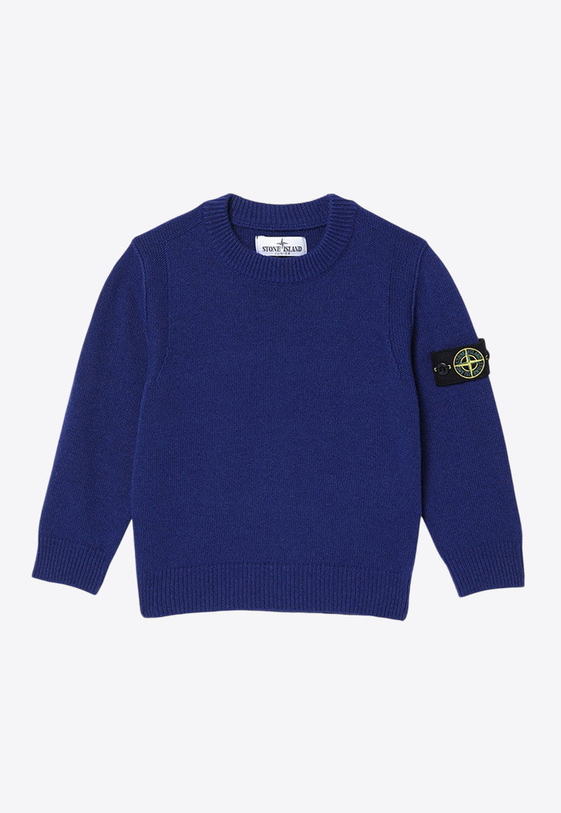 Stone Island Junior Boys Compass Patch Wool Sweater Blue 8116502Z1/P_STONE-V0022