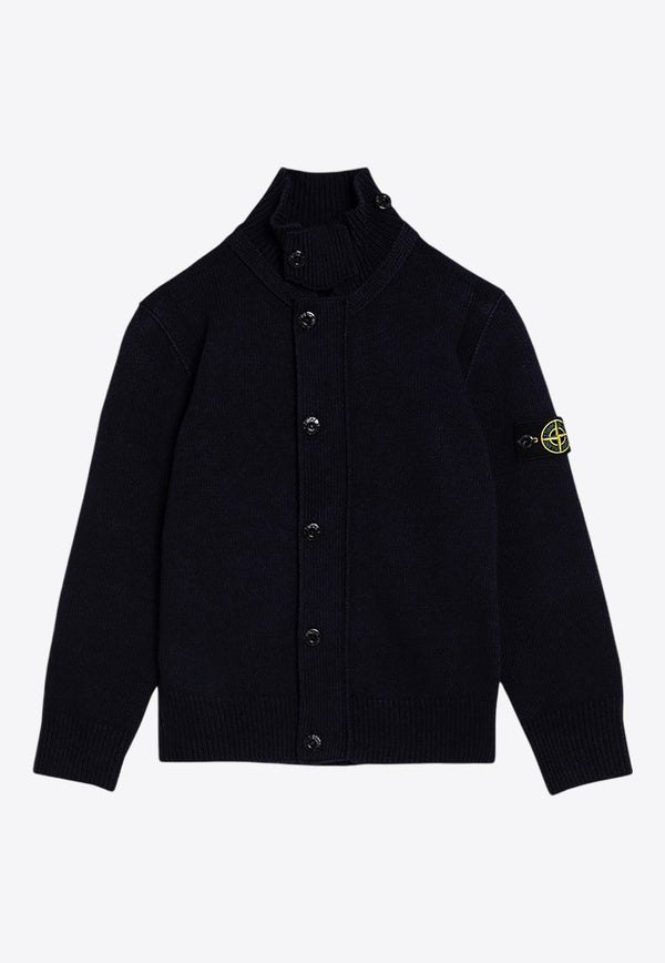 Stone Island Junior Boys Compass Patch Wool-Blend Cardigan Navy 8116503Z1/P_STONE-V0020