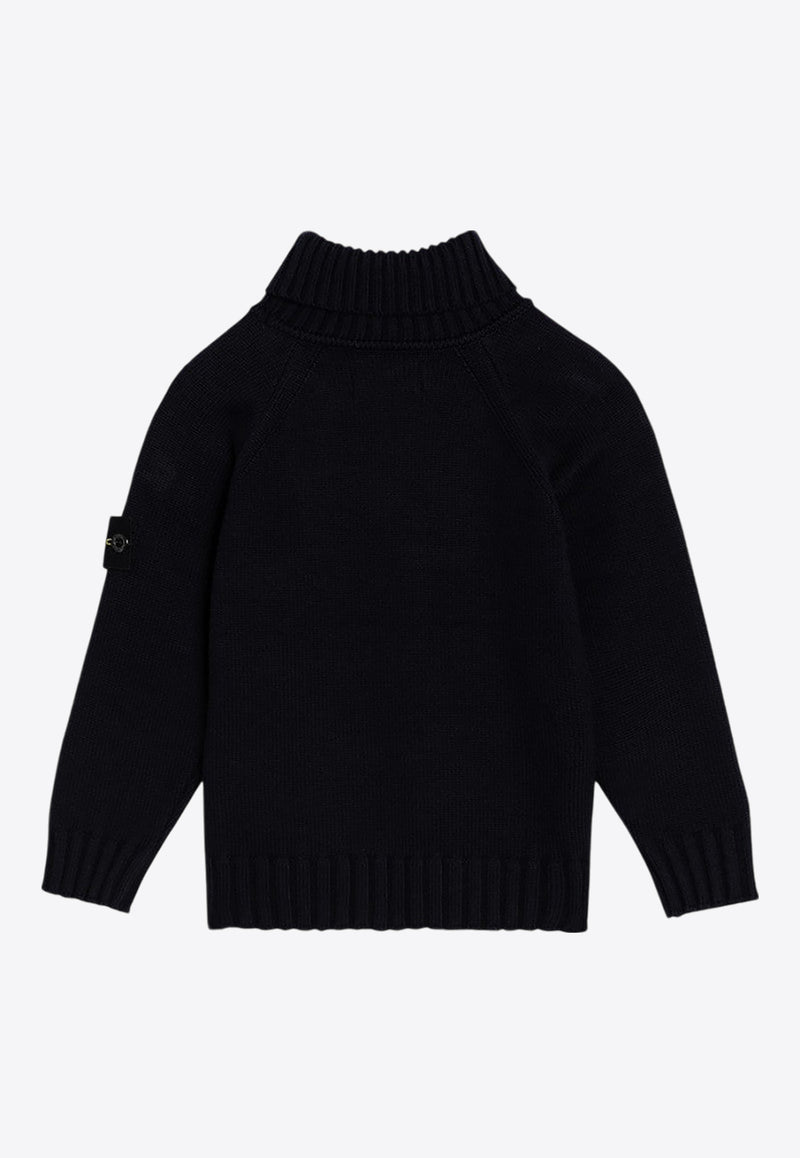 Stone Island Junior Boys Logo Patch Turtleneck Sweater Navy 8116504-CA2/P_STONE-V0020