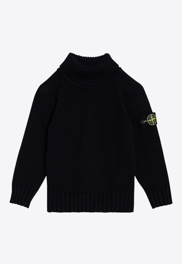 Stone Island Junior Boys Logo Patch Turtleneck Sweater Navy 8116504A2/P_STONE-V0020