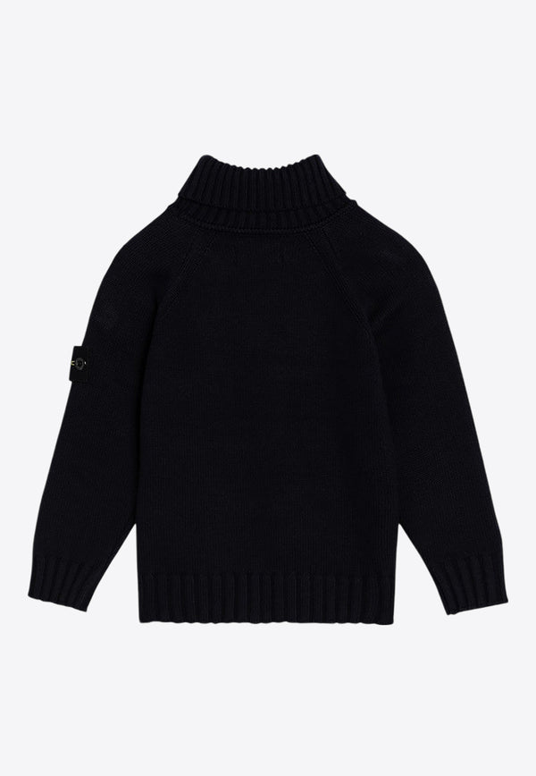 Stone Island Junior Boys Logo Patch Turtleneck Sweater Navy 8116504A2/P_STONE-V0020