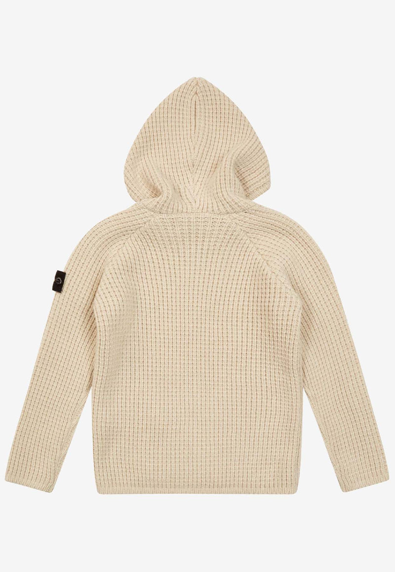 Stone Island Junior Boys Logo Patch Knitted Cardigan 8116507Z5BEIGE