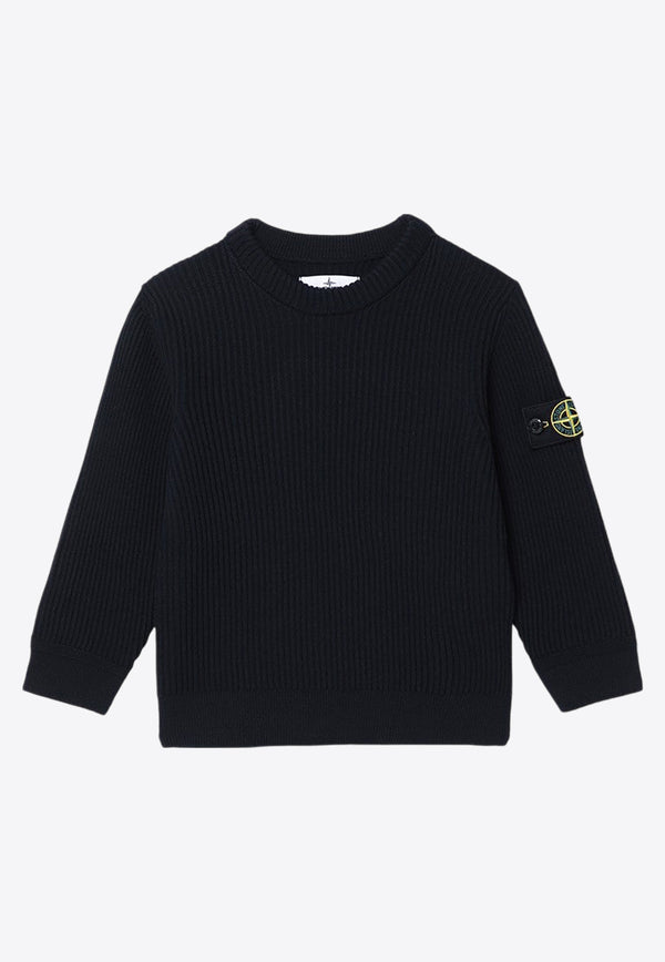 Stone Island Junior Boys Compass Patch Wool Sweater Navy 8116510-BC2/P_STONE-V0020