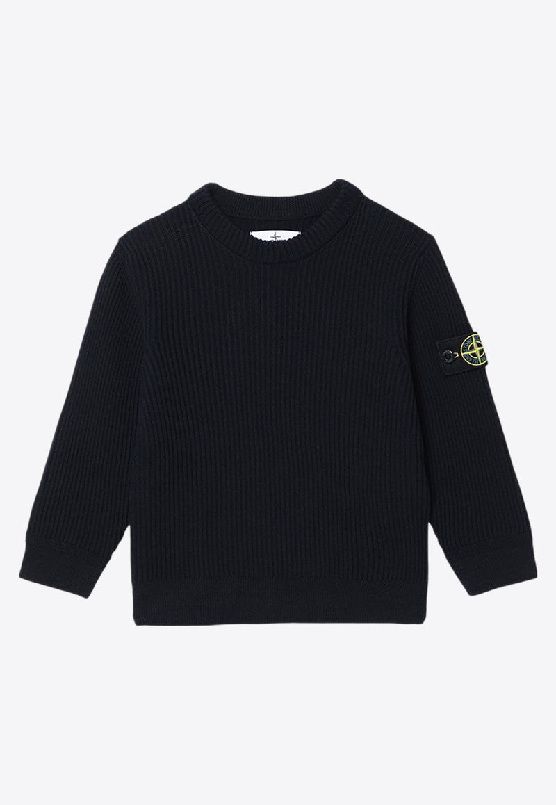 Stone Island Junior Boys Compass Patch Wool Sweater Navy 8116510-BC2/P_STONE-V0020