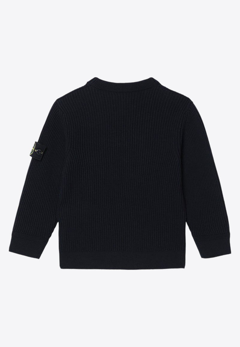 Stone Island Junior Boys Compass Patch Wool Sweater Navy 8116510-BC2/P_STONE-V0020