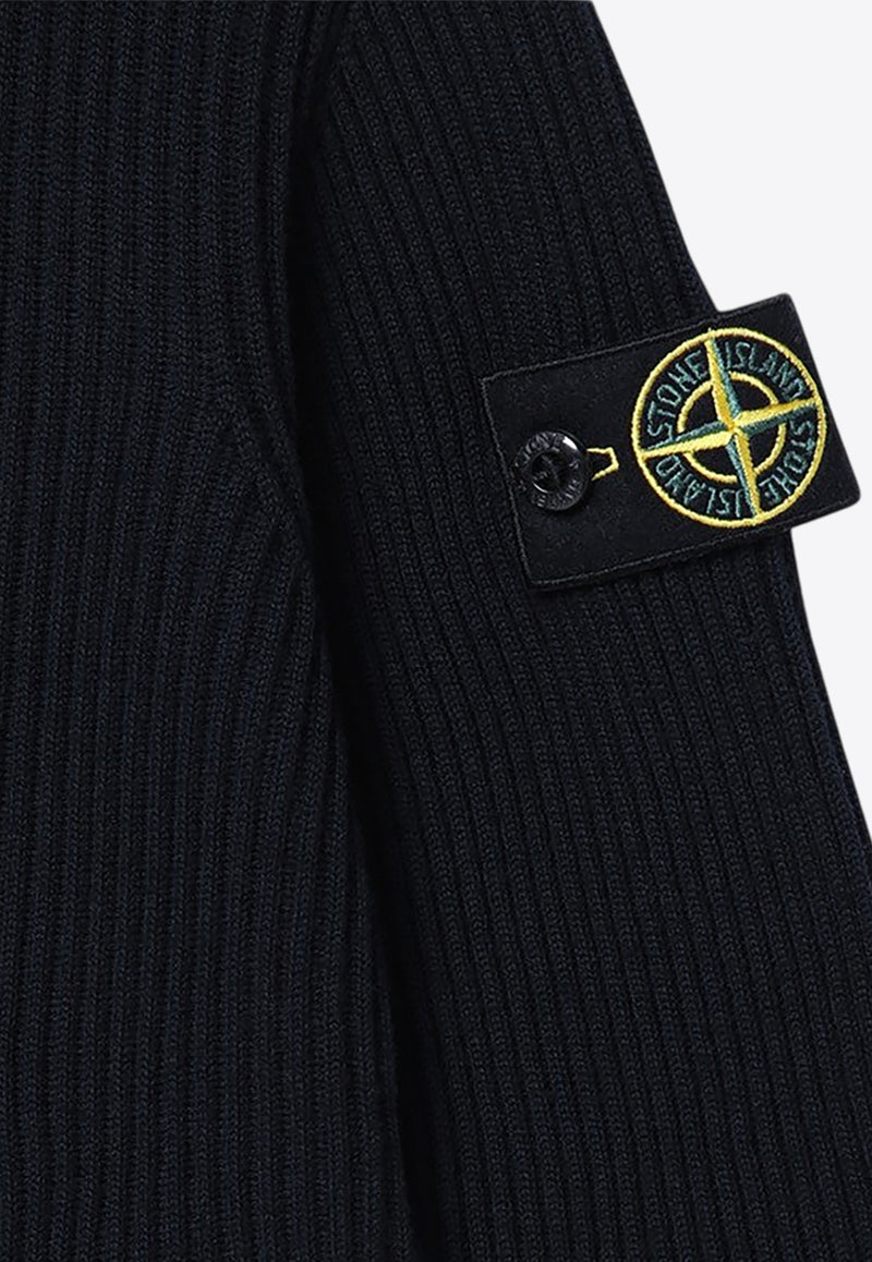 Stone Island Junior Boys Compass Patch Wool Sweater Navy 8116510-BC2/P_STONE-V0020