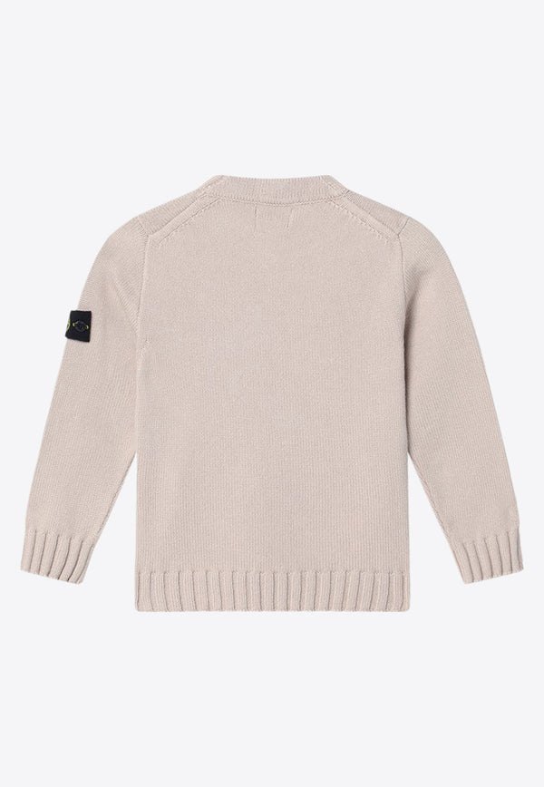 Stone Island Junior Boys Compass Patch Knitted Sweater Beige 8116515-BA2/P_STONE-V0091