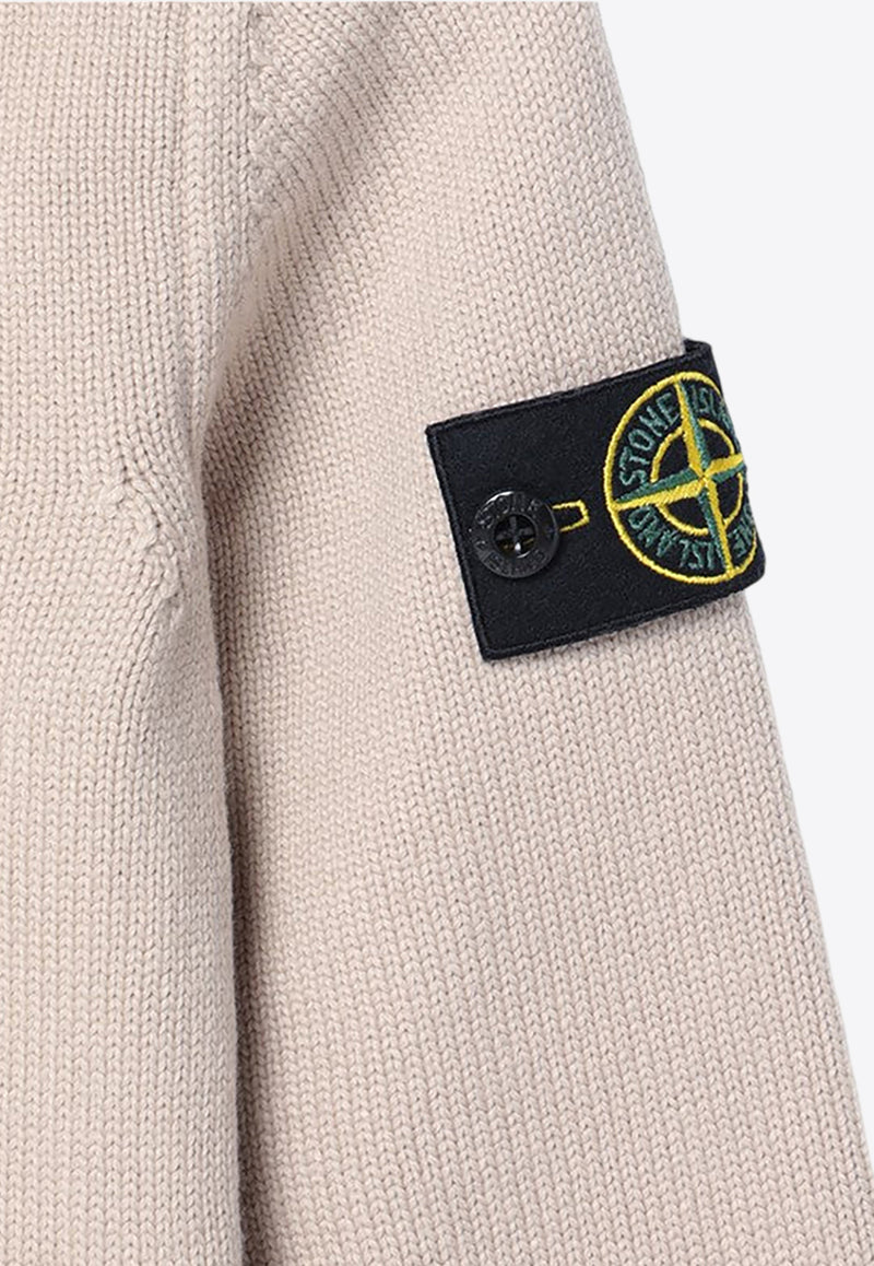 Stone Island Junior Boys Compass Patch Knitted Sweater Beige 8116515-BA2/P_STONE-V0091