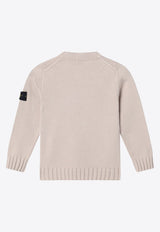 Stone Island Junior Boys Compass Patch Knitted Sweater Beige 8116515A2/P_STONE-V0091