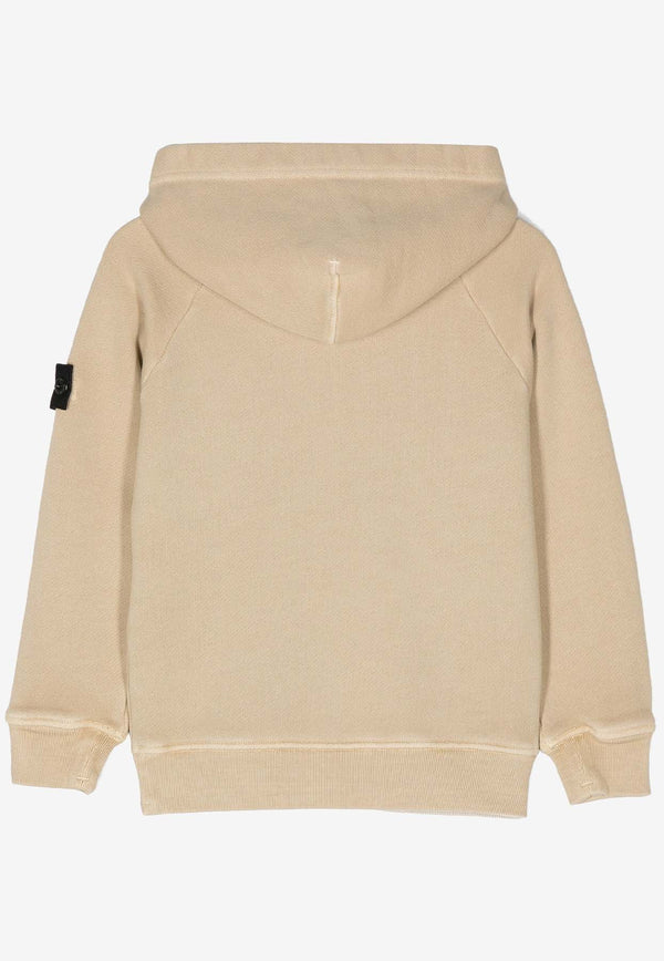 Stone Island Junior Boys Logo Patch Hooded Sweatshirt Beige 811660241BEIGE