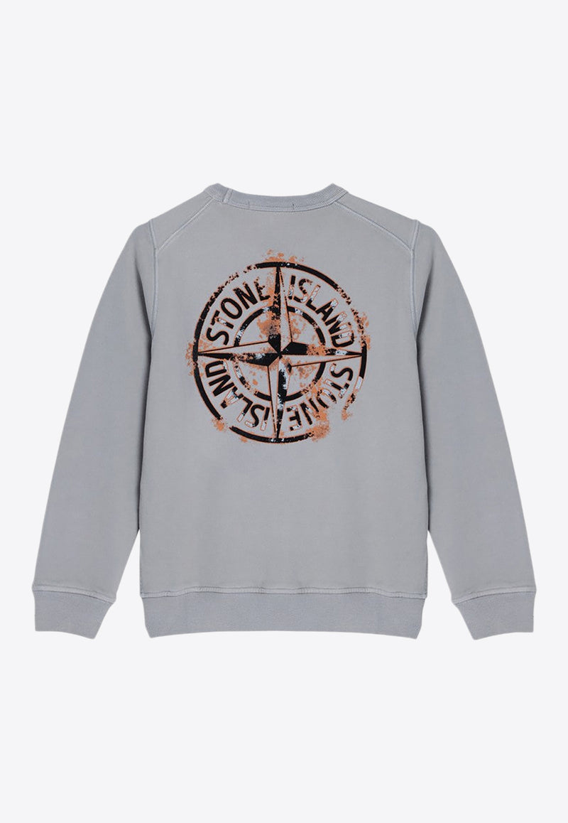 Stone Island Junior Boys Compass Print Sweatshirt Gray 811662121/P_STONE-V0064