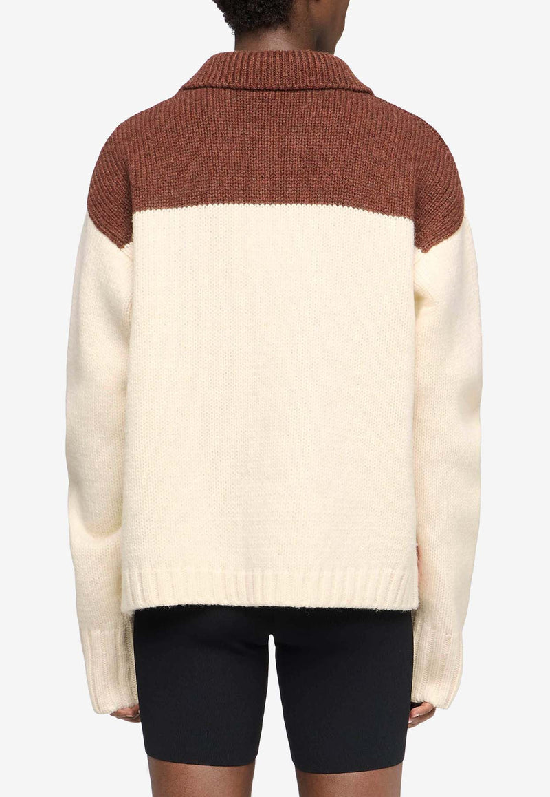 JW Anderson House Intarsia Knit Polo Sweater Beige KW1405YN0413_130