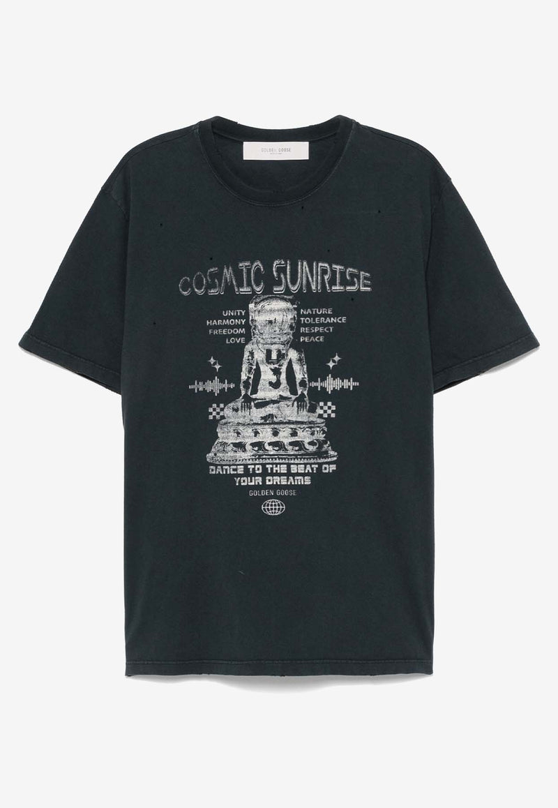 Golden Goose DB Graphic Print Crewneck T-shirt Black GMP01220P001857_90482