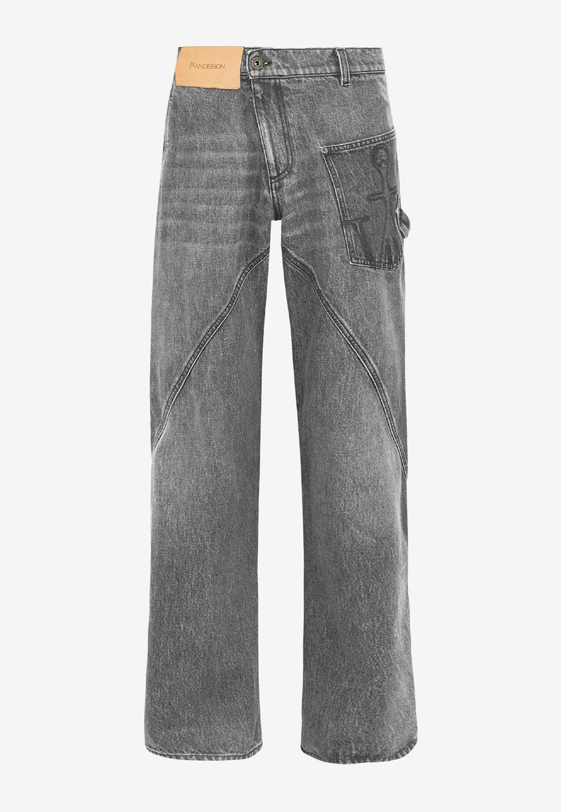 JW Anderson Signature Logo Twisted Workwear Jeans Gray DT0102PG1745_929