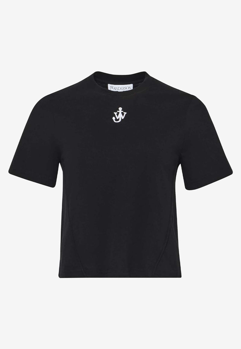 JW Anderson Anchor Embroidered Cropped T-shirt Black JT0259PG1715_999