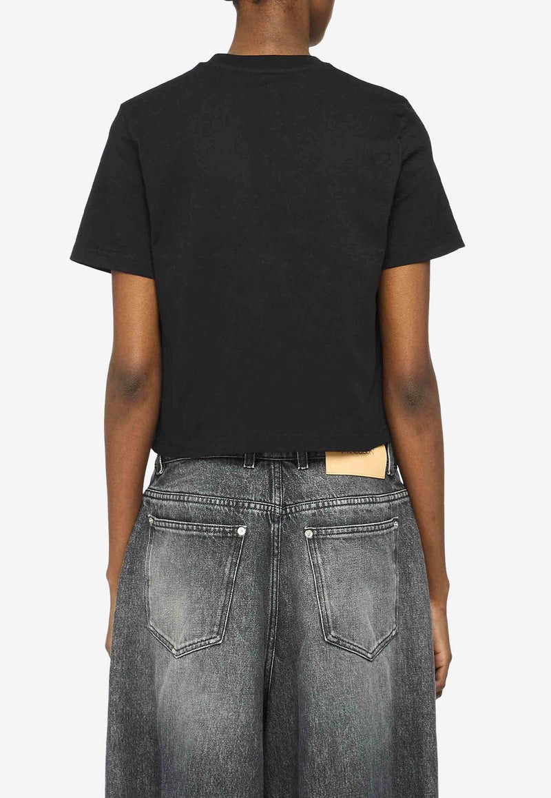 JW Anderson Anchor Embroidered Cropped T-shirt Black JT0259PG1715_999