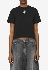 JW Anderson Anchor Embroidered Cropped T-shirt Black JT0259PG1715_999