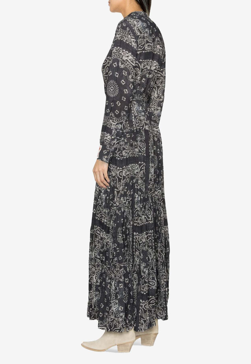 Golden Goose DB Paisley Print Maxi Shirt Dress Black GWP00824P001257_60318