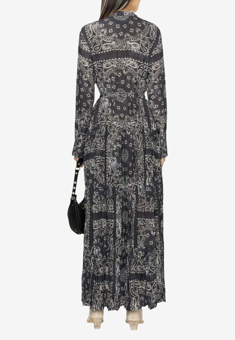 Golden Goose DB Paisley Print Maxi Shirt Dress Black GWP00824P001257_60318