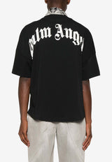 Palm Angels Curved Logo Crewneck T-shirt Black PMAA002S25JER001_1003