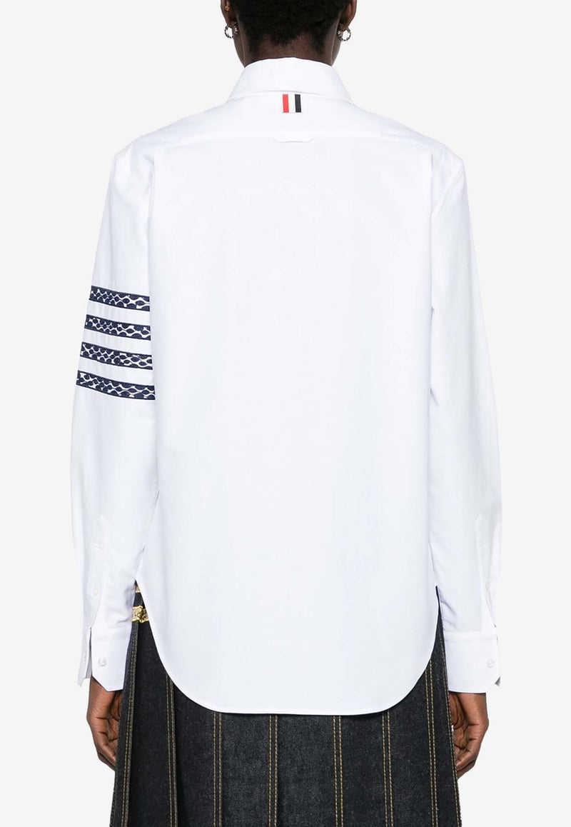 Thom Browne Snake 4-bar Long-Sleeved Shirt White FLL162EE1187_100