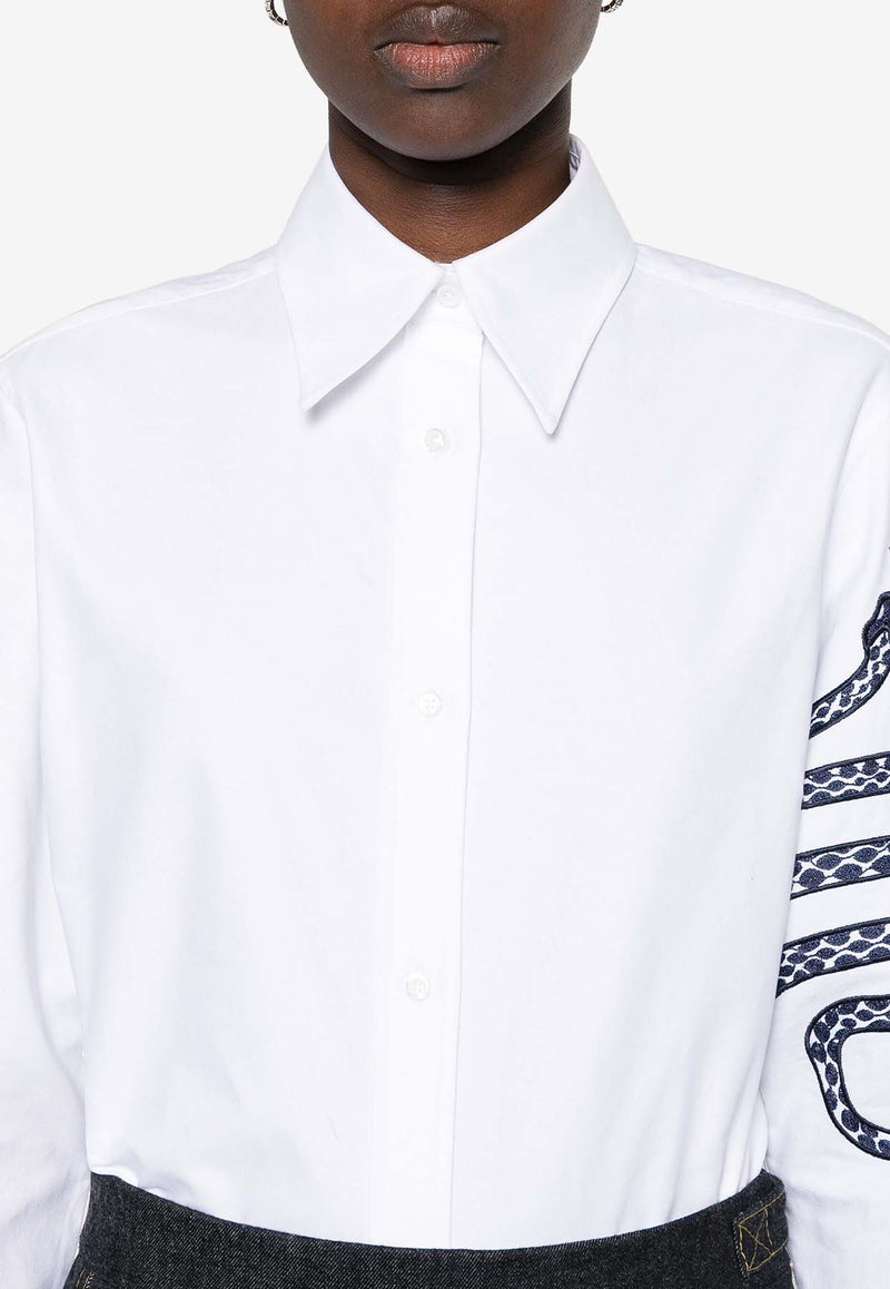 Thom Browne Snake 4-bar Long-Sleeved Shirt White FLL162EE1187_100