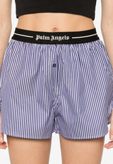 Palm Angels Classic Logo Striped Shorts Navy PWCB050S25FAB001_4603