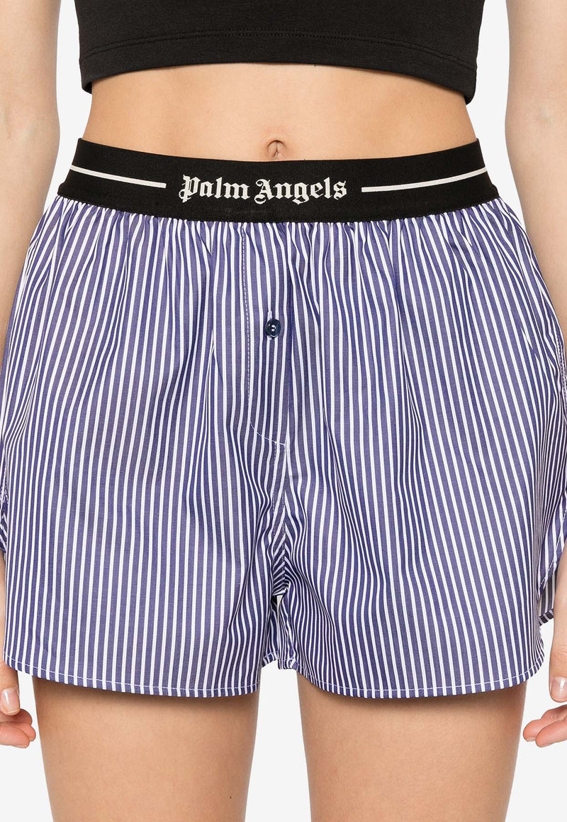 Palm Angels Classic Logo Striped Shorts Navy PWCB050S25FAB001_4603