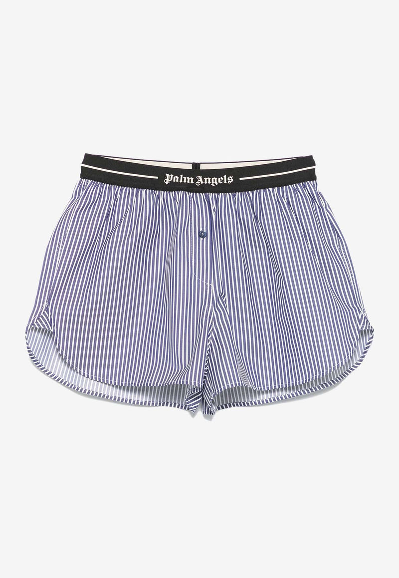 Palm Angels Classic Logo Striped Shorts Navy PWCB050S25FAB001_4603