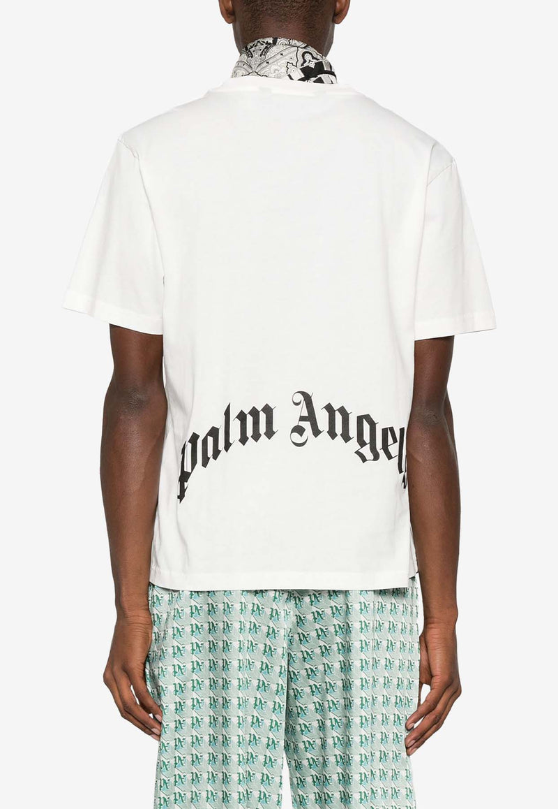 Palm Angels Curved Logo Crewneck T-shirt White PMAA089S25JER004_0310