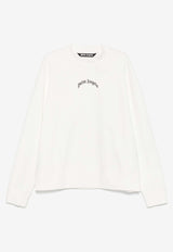 Palm Angels Curved Logo Sweatshirt White PMBA080S25FLE001_0310