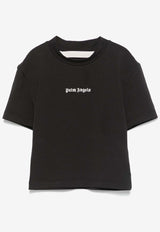 Palm Angels Logo Embroidered Cropped T-shirt Black PWAA074C99JER001_1003