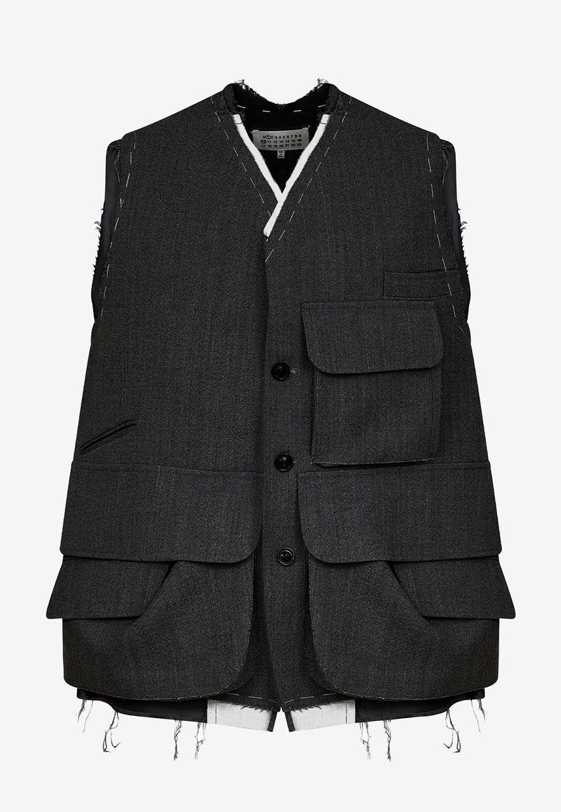 Maison Margiela Cargo Wool Vest Gray S50FB0109S44578_855M