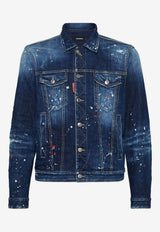 Dsquared2 Paint Splattered Denim Jacket Navy S74AM1563S30664_470